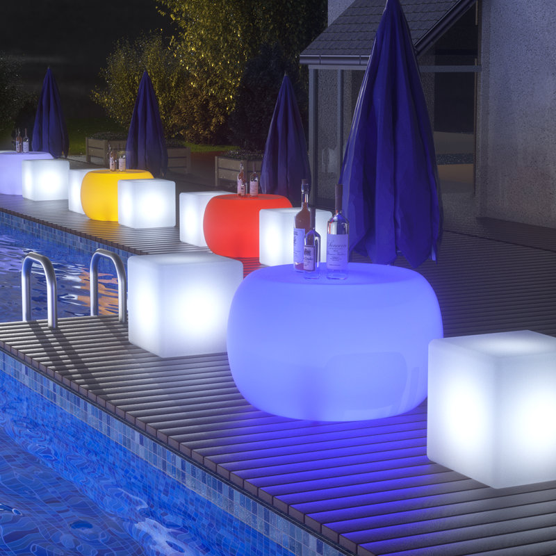 Angelette LED Lighted Cocktail Table, 16 Colours Pub Table with Remote, Rechargeable Party Bar Table