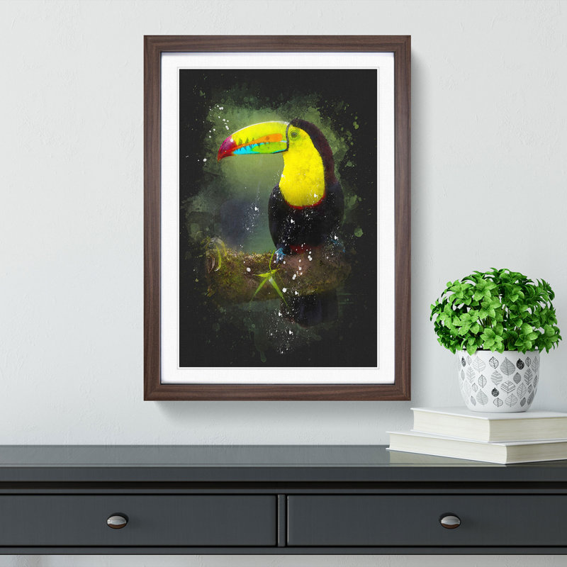 Resting Toucan - Picture Frame Graphic Art Print, 45cm H x 33cm W x 2cm D, Walnut Framed