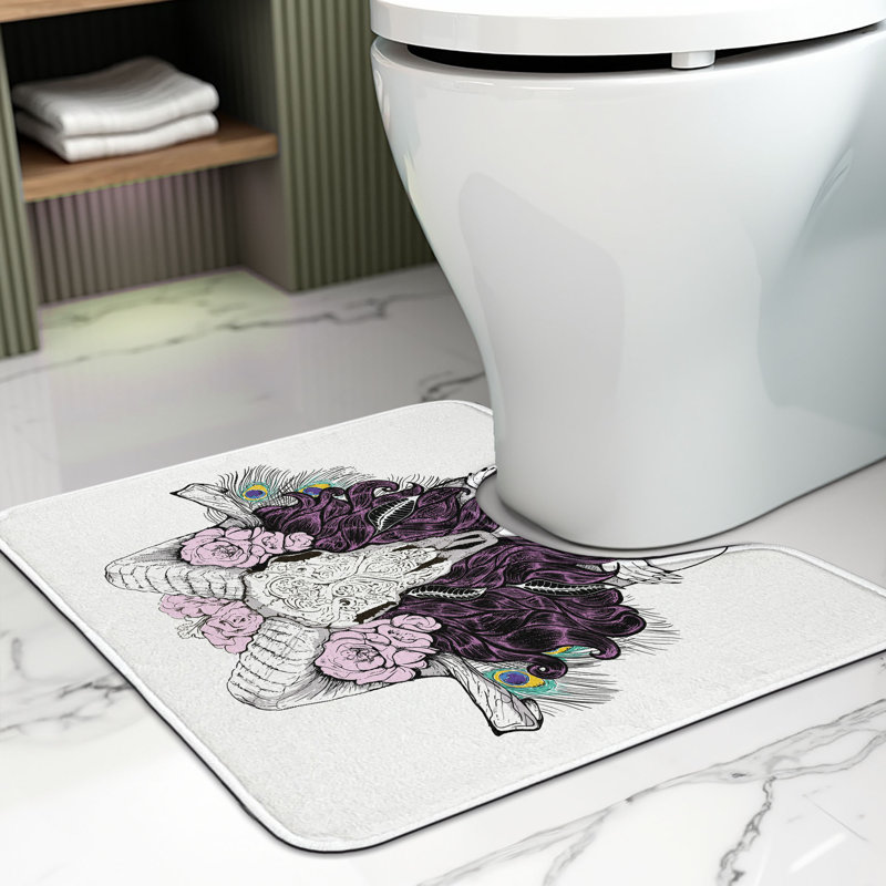 Tapis de salle de bain en forme de U Skull 20 po Multicolor