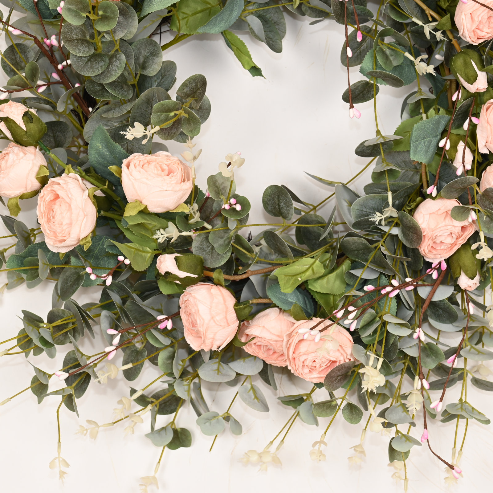 26'' W Artificial Wreath, Peach