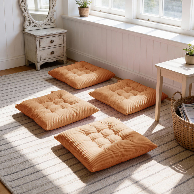 Set of 4 Comfortable Square Chair Cushions, Brown