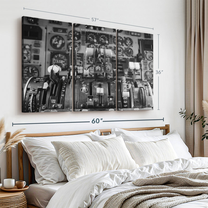 «Retro Cockpit Air plane» sur toile, H 36 po x l 57 po