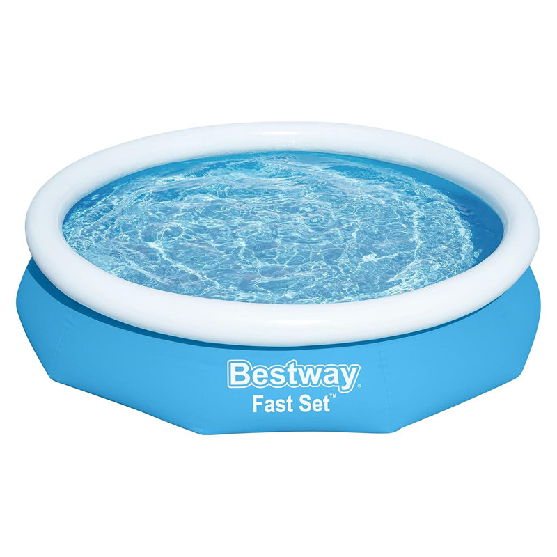 Bestway Fast Set 10' x 26" Above Ground Pool, Round Inflatable Ring Top Pool