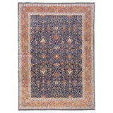 Hand Knotted Wool Oriental Area Rug in Navy And Salmon
