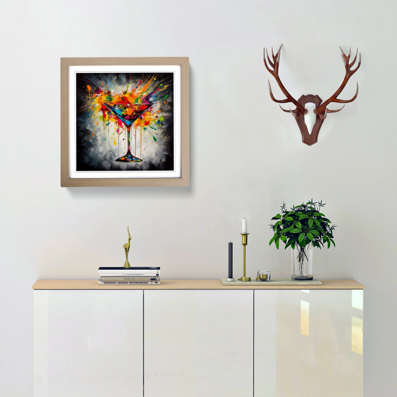 Cocktail Abstract Art No.1 - Framed Print, Oak