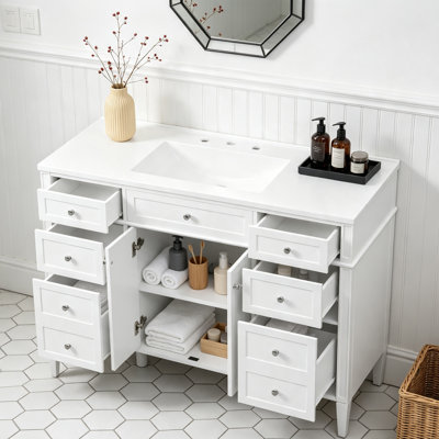 Meuble-lavabo autoportant 48 po avec 6 tiroirs et 2 portes