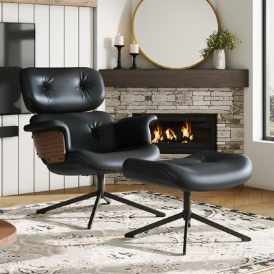 Lounge Chair With Ottoman, Walnut Wood