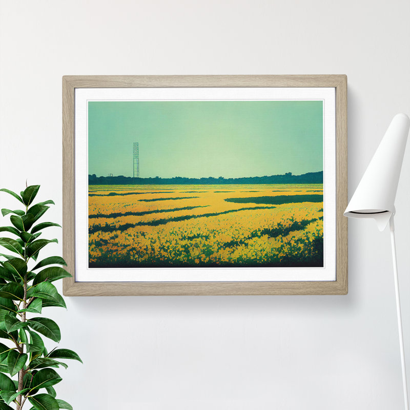 Serene Bluebell Field - Framed Print, 34cm H x 46cm W x 2cm D, Oak 