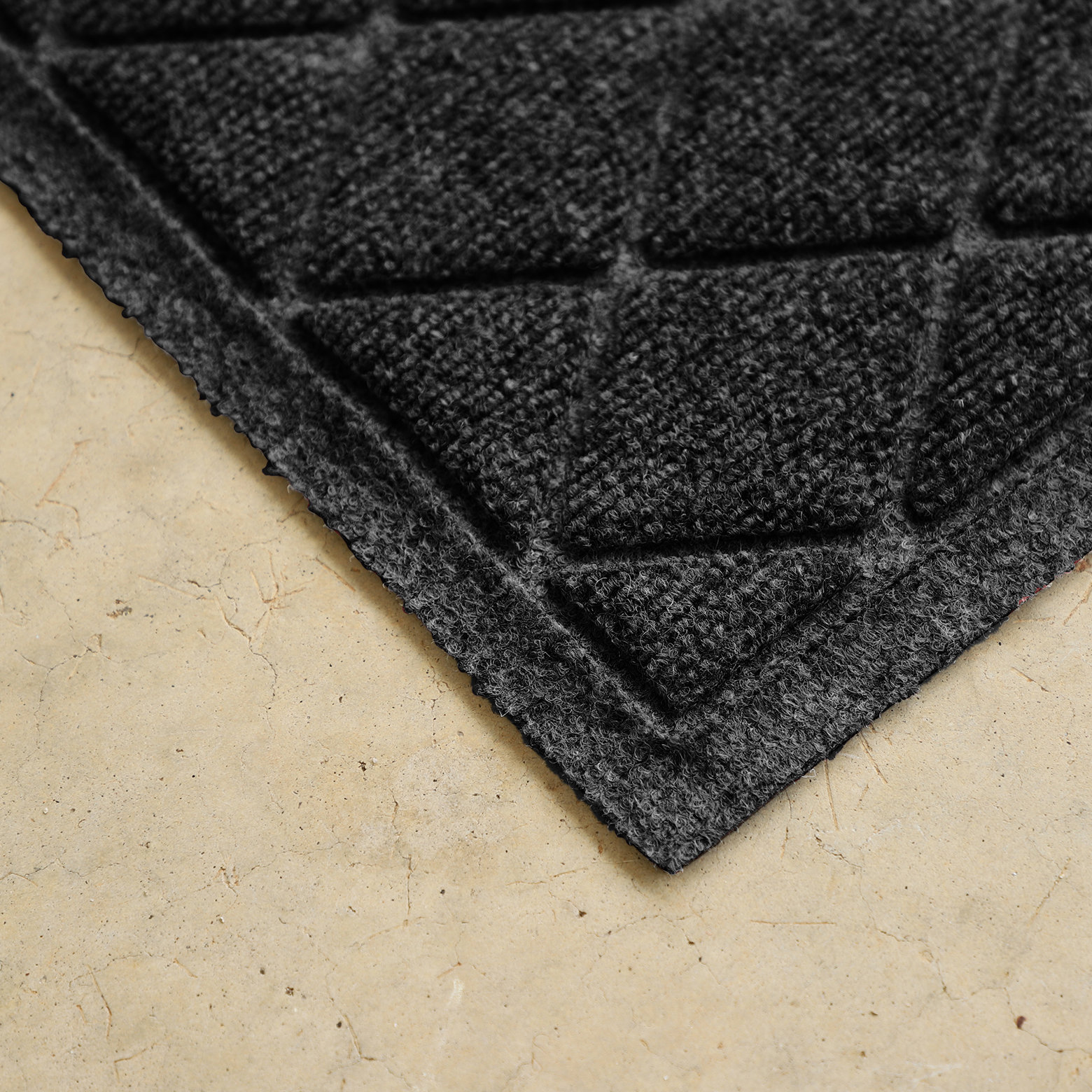 WaterHog Non-Slip Indoor/Outdoor Doormat, Charcoal, Semi-Circle 24" x 39"