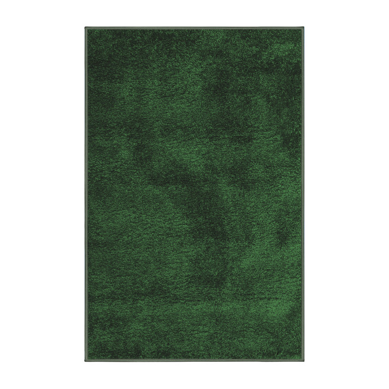Tapis contemporain vert émeraude 406 lavable à la machine, Rectangle 5 pi x 7 pi