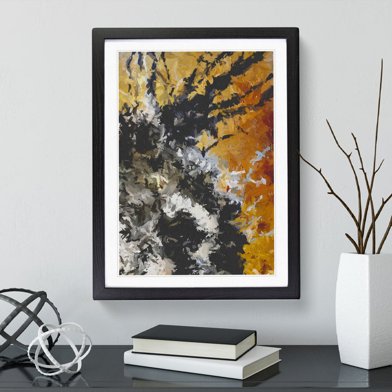 Broken Form Abstract - Wall Art, Black Framed, 66cm H x 48cm W x 2cm D, White