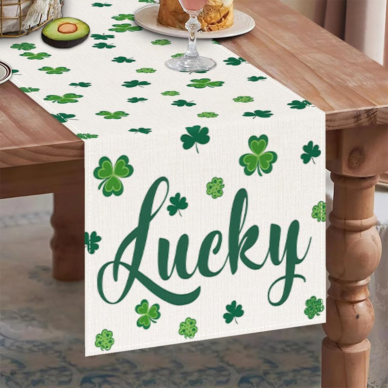 Lucky Shamrock Table Runner, St. Patrick’S Day Kitchen And Dining Decor