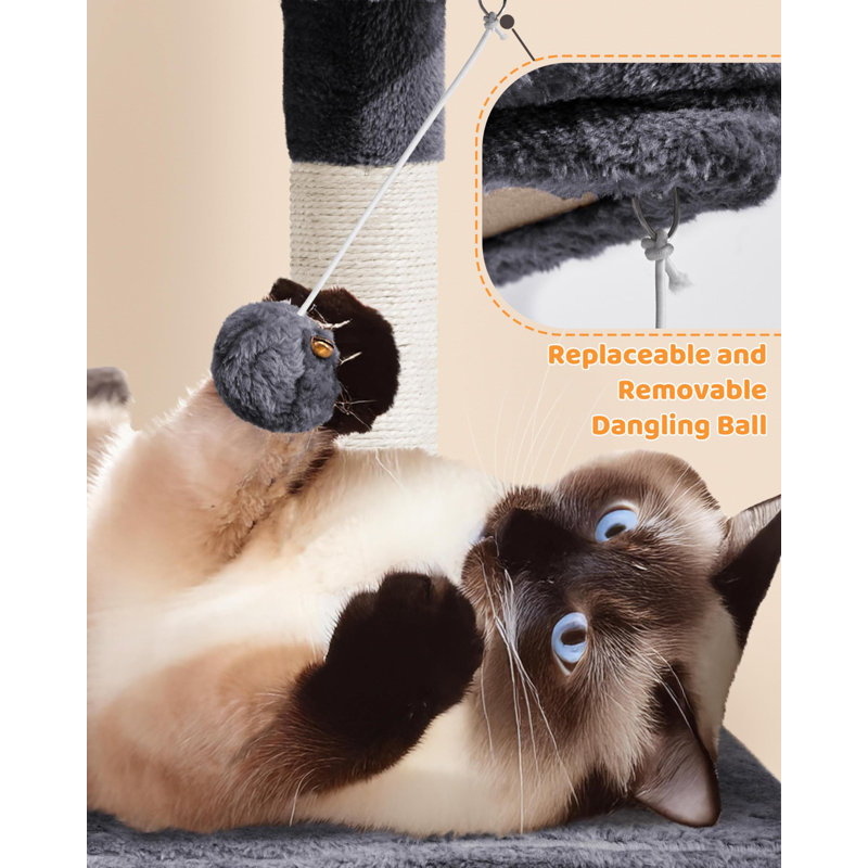 Large Gray Multi-Level Cat Tree with Sisal Scratching Posts