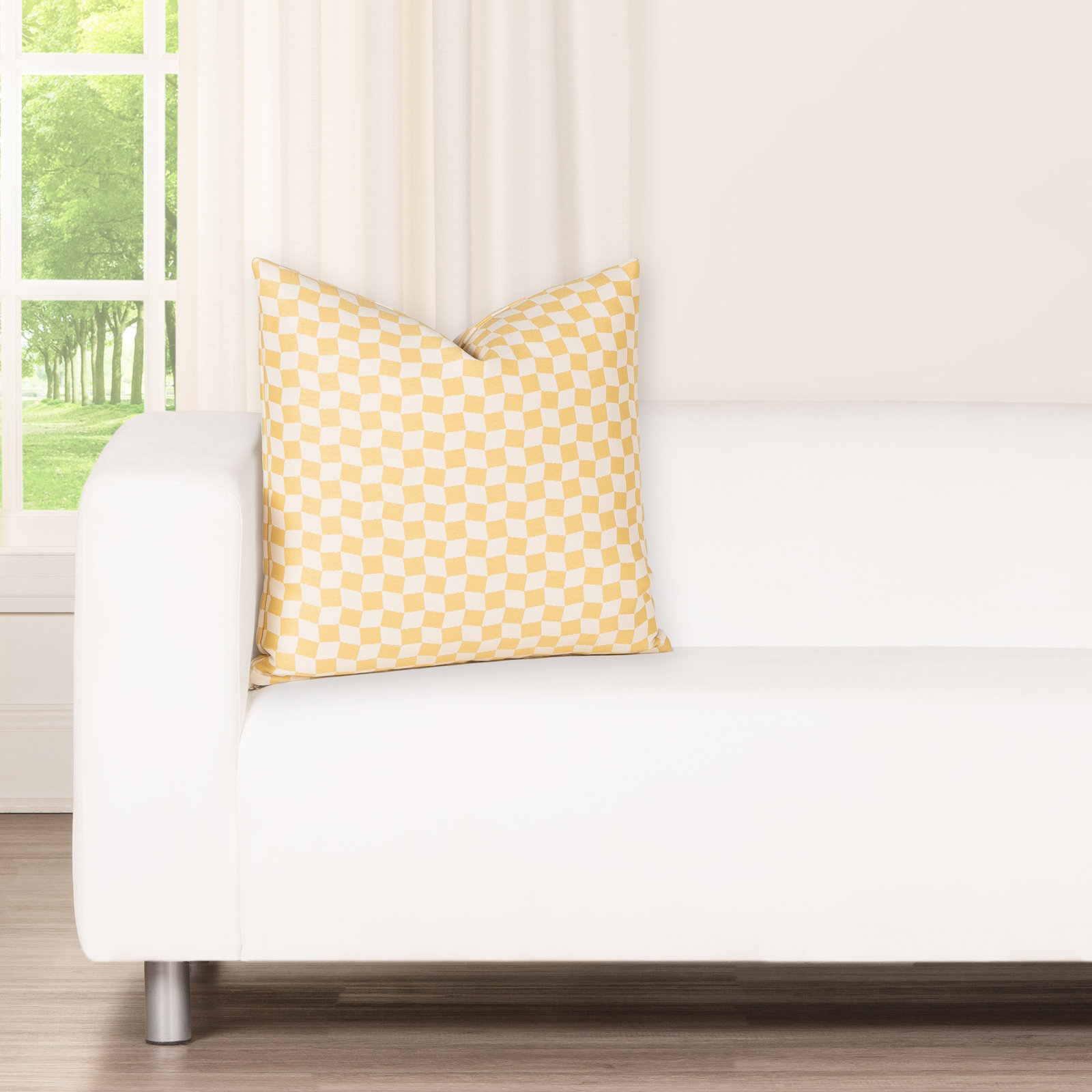 Terrace Accent Pillow, Green Geometric, Polyester, Square 16"