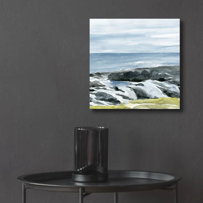  «Coastal Blue 2» par Annie Warren, art mural en verre acrylique, 12 po x 12 po