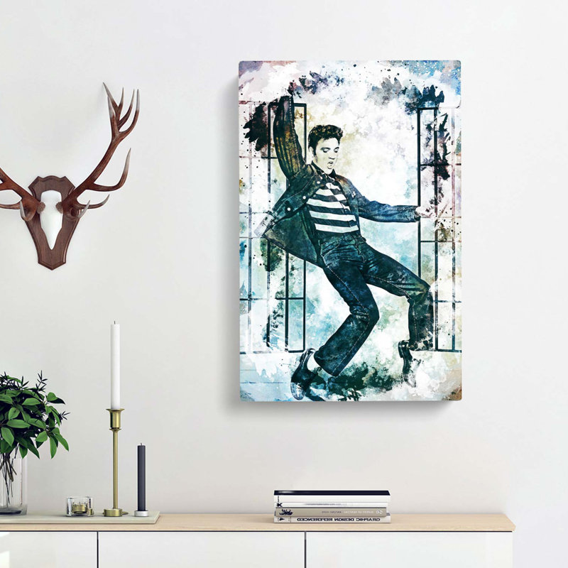 Elvis Presley Dancing in Abstract - Wrapped Canvas Painting Print, 91cm H x 60cm W x 3cm D