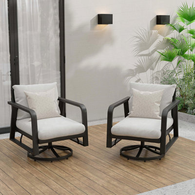 Set of 2 360° Swivel Rocking Chairs – All‑Aluminum Frame, Memory Foam Cushions