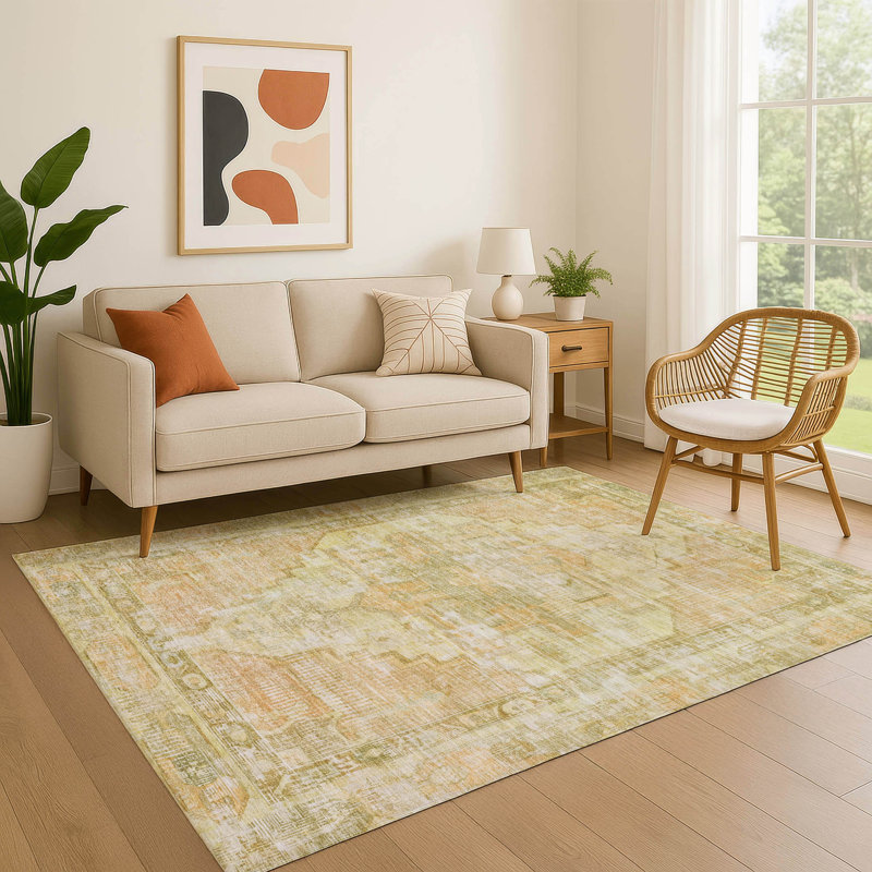 Premium Machine Washable Lucchesi AMF1729 Global Rug, Rectangle 5' x 7'6"