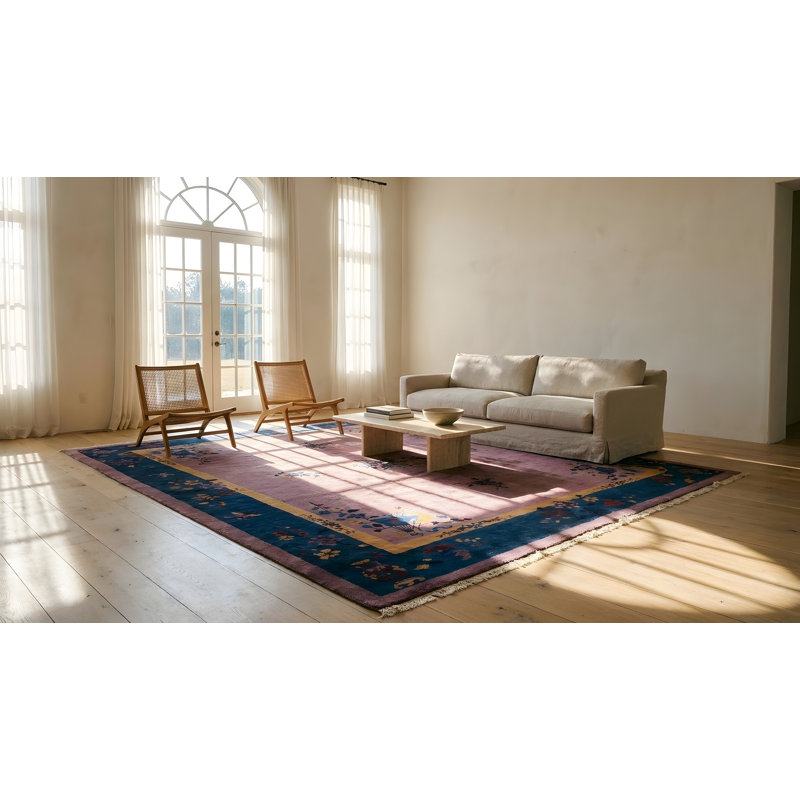 Hand Knotted Wool Area Rug in Purple