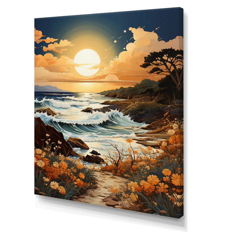 Sable bord de mer côtier - décoration murale nautique et plage, H 20 po x l 12 po x P 1 po, Toile tendue