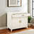 Stylish 2 Door 32''W Nightstand, White Finish & Brass Accents Wood Dresser for Bedroom & Living Room