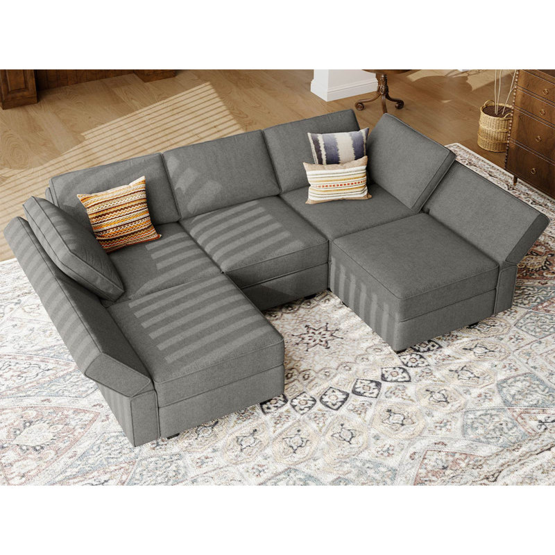 Petit canapé modulaire Kimbrel, Mélange de polyester gris clair
