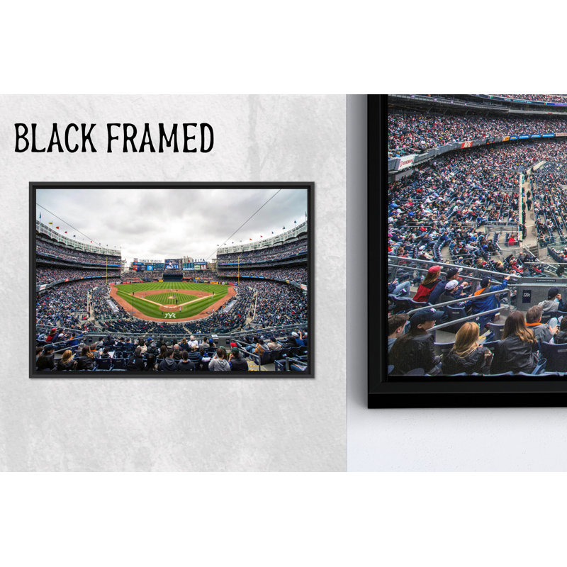 Art mural sur toile Yankee Stadium: impression de baseball, cadeau de New York, toile noire encadrée 1P
