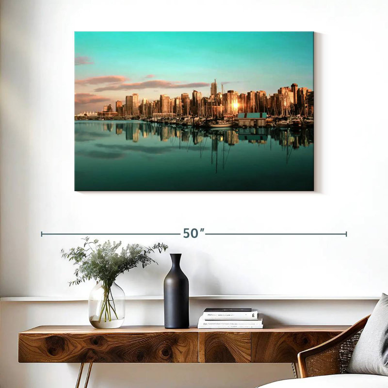 Nicci Vancouver Skyline au coucher du soleil, H 26 po x l 39 po
