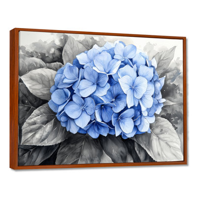 Hortensia bleu dans un jardin monochrome II - hortensia, art mural