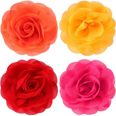 4 Pieces Dog Flower Bow Collar Multicolored Pet Bow Collar Dog Charms Flower Set For Puppy Cat Pet Grooming Accessories(Red, Bright Pink, Bright Yello