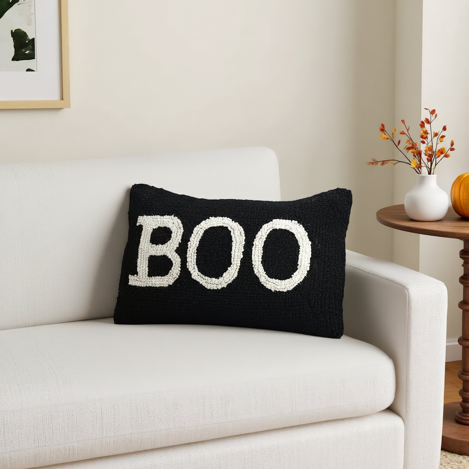Halloween Textured Wool Lumbar Throw Pillow
