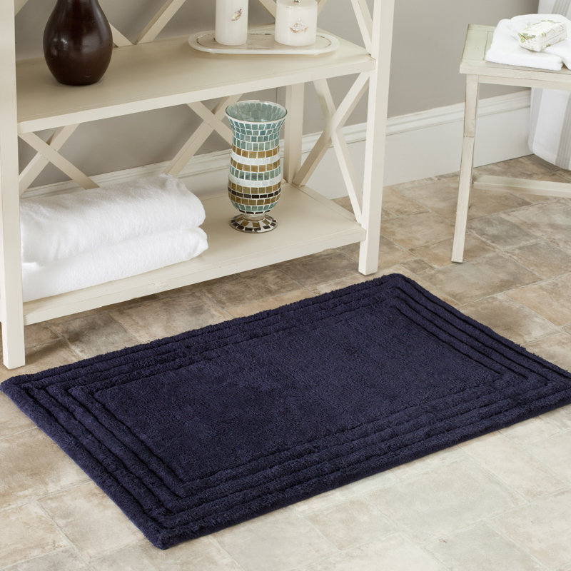 Arquilla Bath Hand-Tufted Cotton Area Rug, H 21 po x l 34 po, Bleu marine
