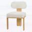 Chaise de salle à manger rembourrée moderne et minimaliste avec pieds en bois d'hévéa massif, naturel et beige