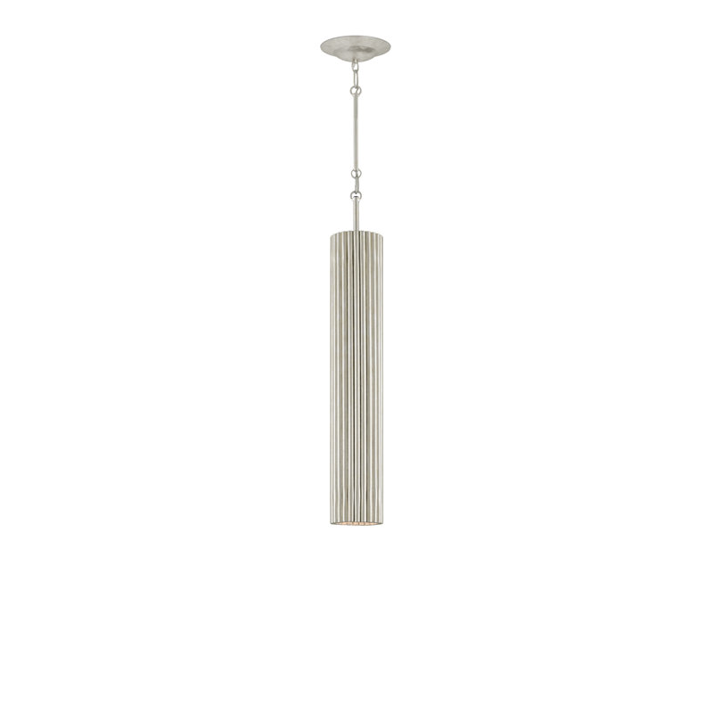 Luminaire suspendu cylindrique à 1 lumière Penfold, Argent contemporain