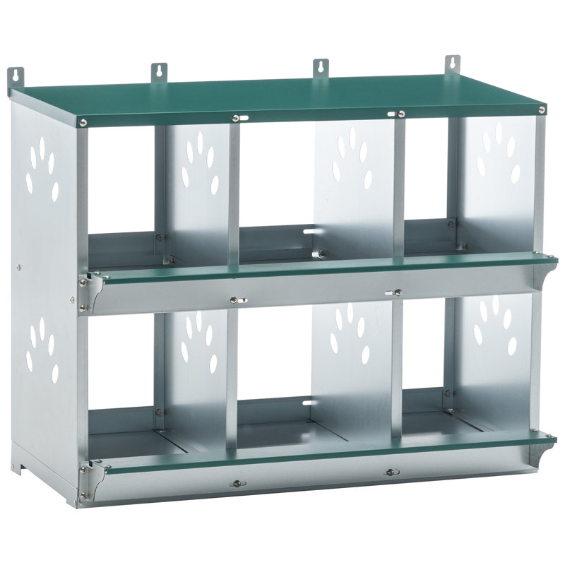 Boîte de nidification en acier galvanisé à 6 compartiments pour poules, H 26,38 po x l 32,09 po x P 16,34 po