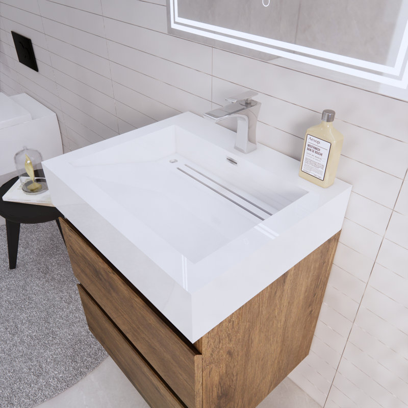 Babajide Bathroom Vanity with Acrylic Top, Rosewood