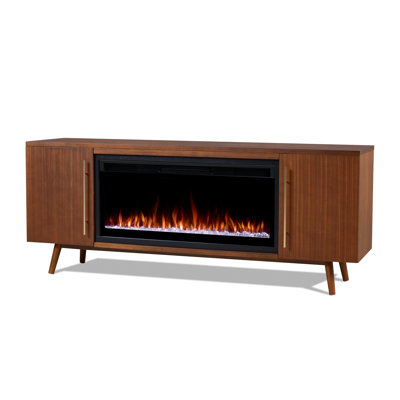 Morris 72" Mid-Century TV Stand with Electric Fireplace by Real Flame