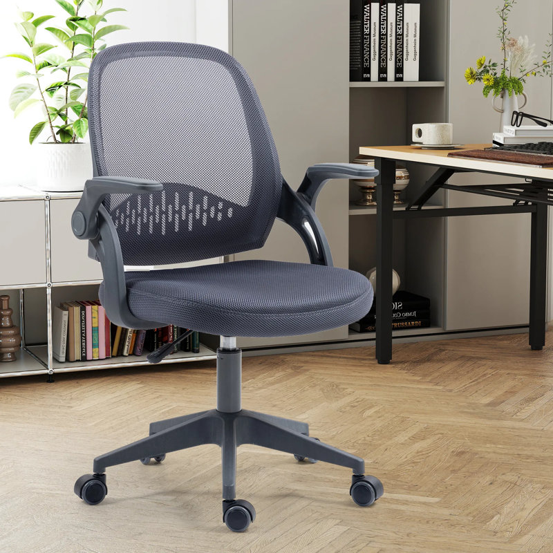 Chaise de bureau ergonomique en filet avec support lombaire et hauteur réglable - Chaise de bureau pivotante et respirante pour la maison et le bureau