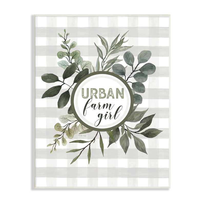 «Urban Farm Girl Expression Botanical Branches Soft Plaid», impression, H 19 po x l 13 po x P 0,5 po, Plaque murale