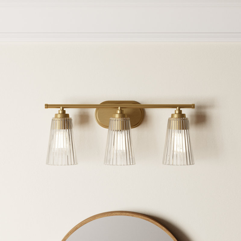 Jeanie 3 - Light Bathroom Vanity Light in Brass, Brass, 3 Lights, 10" H x 22" W x 22" D