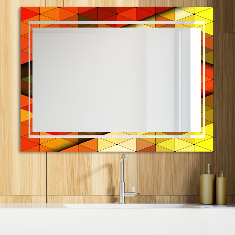 Glam Modern & Contemporary Vanity Mirror, 29.5" H x 39.4" W, Triangular Colorfields 2