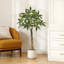 Adcock Artificial Ficus Tree with Round White Planter, Pre Potted Faux Money Tree for Home Decor-298643299