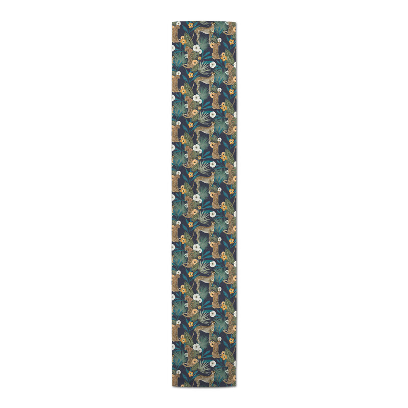Chemin de table Floral, L 72 po x l 16 po, Bleu marine