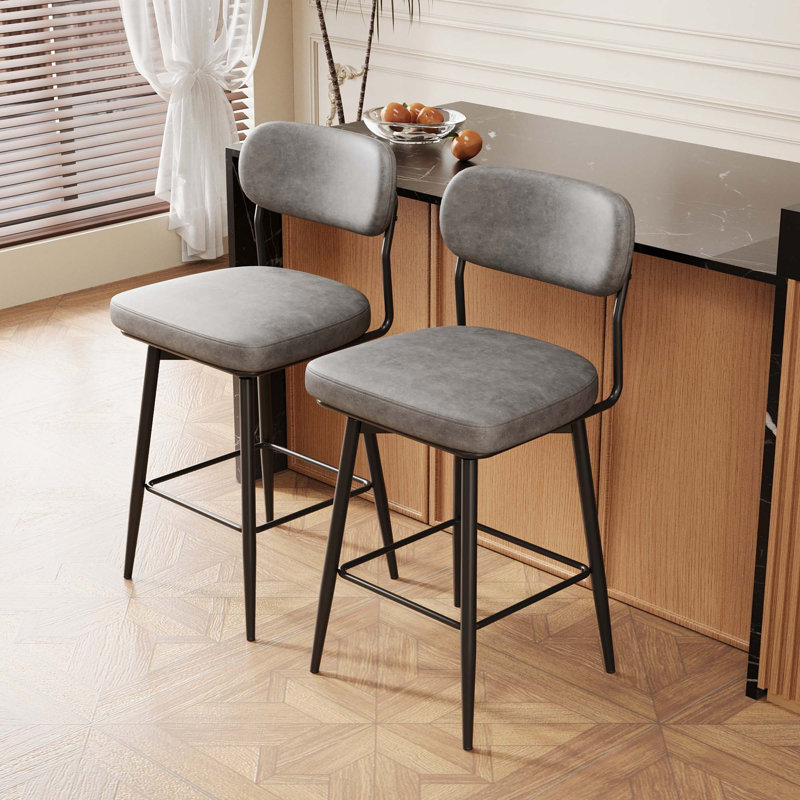 Chaise de bar rotative à 360 ° avec supports en fer pour la cuisine, les restaurants et les bureaux (ensemble de 2)