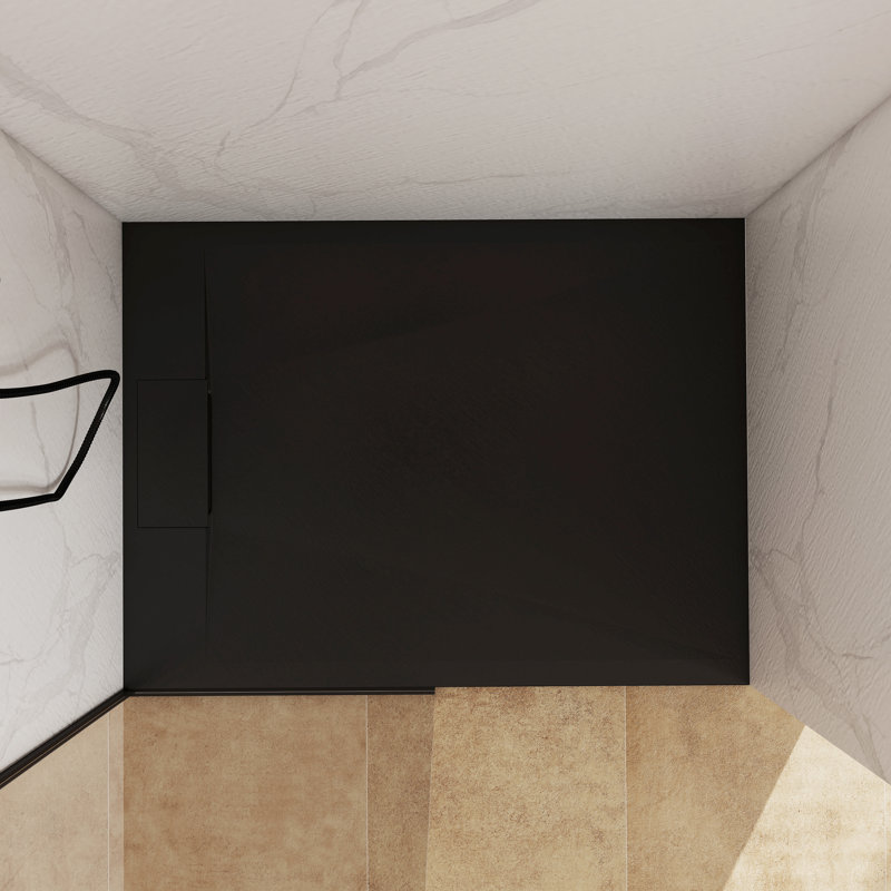 48"W x 36"D Wheelchair-Friendly Shower Base with Reversible Drain, SMC Cover, Black, 1" H x 47.24" W x 35.43" D
