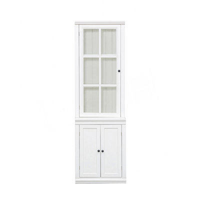 Display Cabinet With Single Tempered Glass Door, Hutch Cabinet