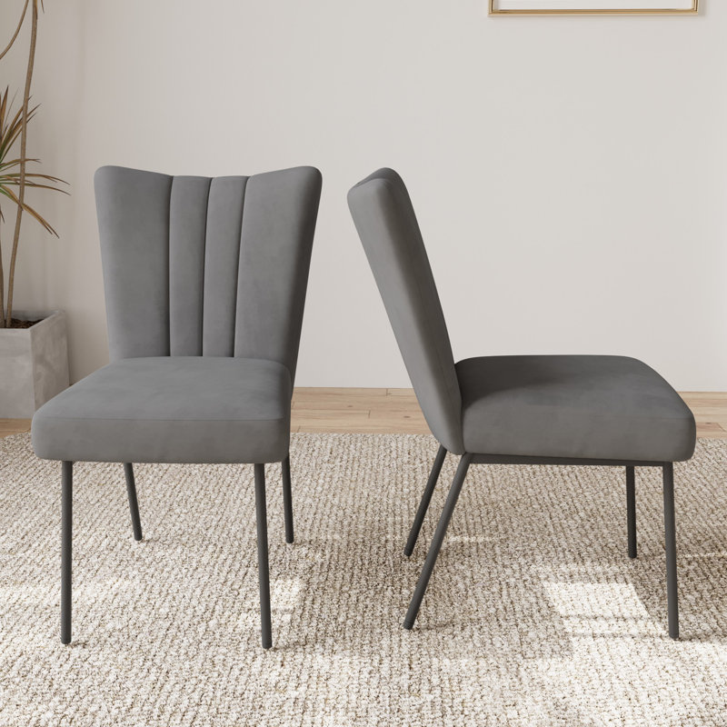 Chaises de salle à manger, chaises de conférence (2 chaises) rembourrées Daina, 2, Gris