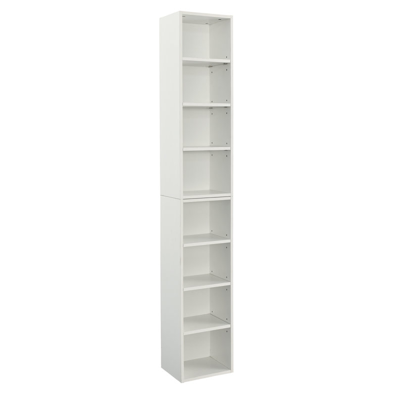 8-Tier Media Tower Rack, Cd Dvd Slim Storage Cabinet With Adjustable Shelves, Tall Narrow Bookcase Display Bookshelf For Home Office,Multi-Functional Double-Decker Bookcase