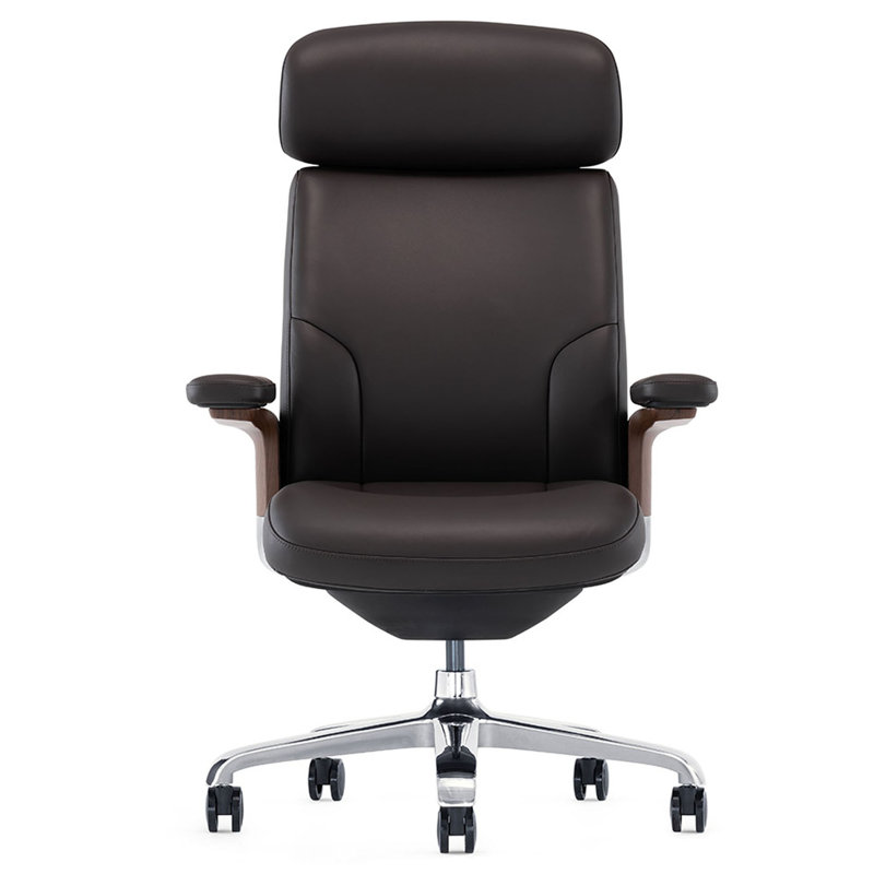 Fauteuil de direction ergonomique en cuir véritable, Brun