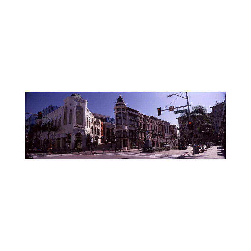 Buildings Along The Road, Rodeo Drive, Beverly Hills, Los Angeles County, California, USA - Wrapped Canvas Panoramic Print